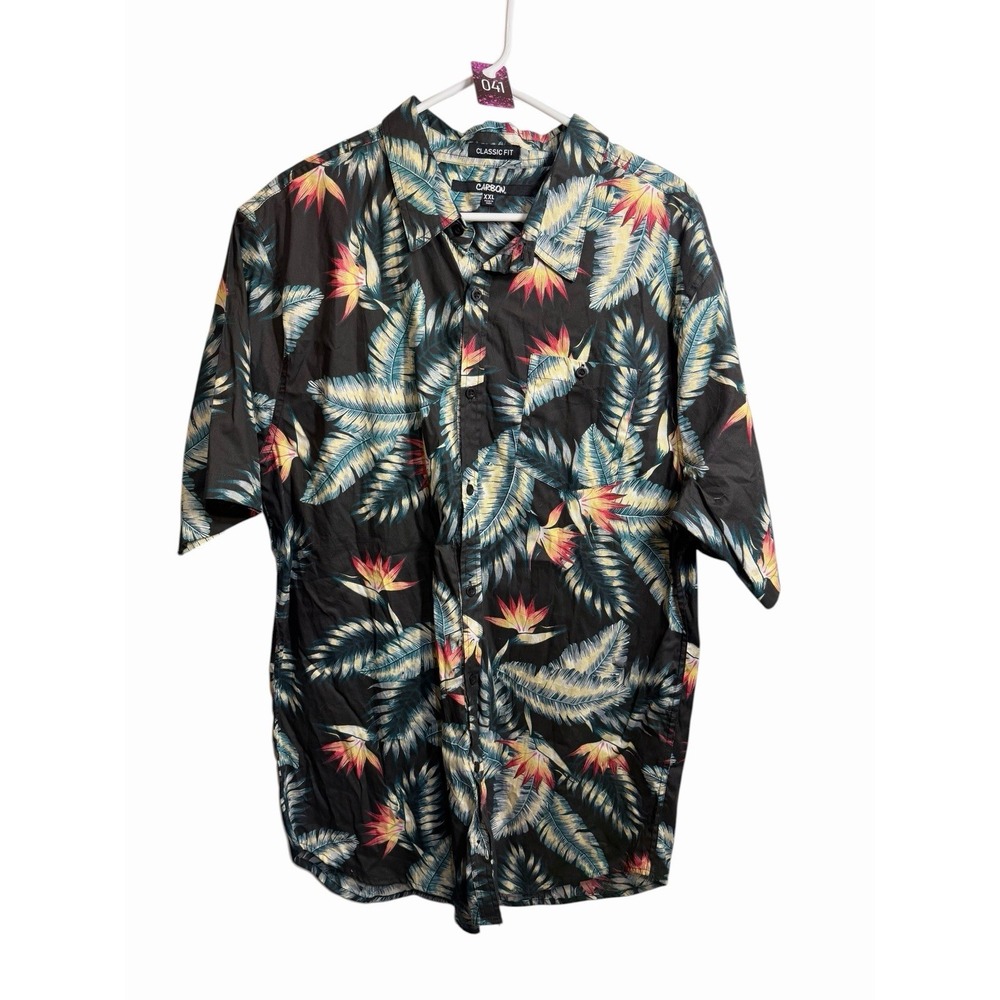carbon mens tropical short sleeve button down shirt size‎ 2XL XXL